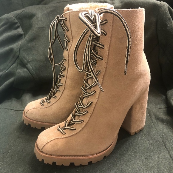 Naina Suede & Faux Shearling Boots Sandstone sz 7 - Picture 12 of 12